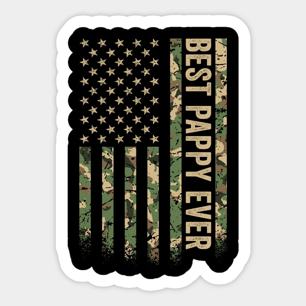 Best Pappy Ever American Flag Camo Green Veteran Sticker by Eyes4